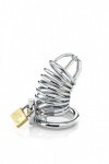 Cage de chasteté couleur argent avec 3 cockrings 40mm - 45MM - 50 MM
