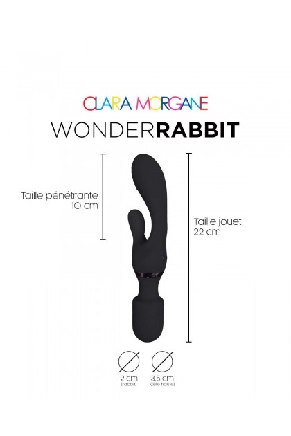 Vibromasseur wand 2 en 1  wonder rabbit noir - Love Shop Avenue