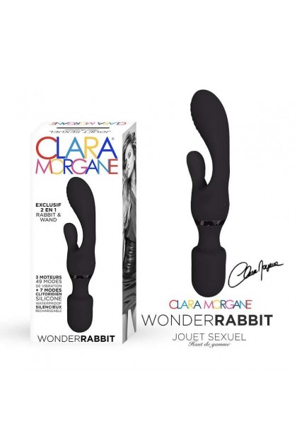 Vibromasseur wand 2 en 1  wonder rabbit noir - Love Shop Avenue