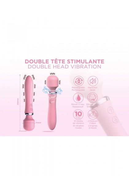 Vibromasseur 2 en 1  powerful wand rose - Love Shop Avenue