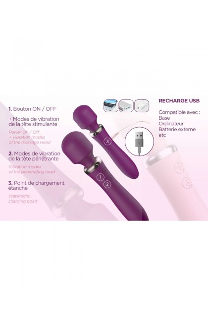 Vibromasseur 2 en 1  powerful wand rose - Love Shop Avenue