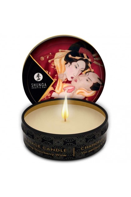 Bougie de massage shunga romance fraise & vin petillant