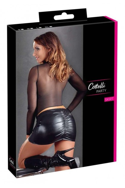 Mini jupe en wetlook noir - L - Love Shop Avenue