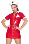 Minirobe infirmiere rouge  en vinyle avec coiffe  - XL
