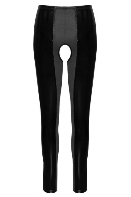 Leggings ouvert a l'entrejambe en vernis noir  - S - Love Shop Avenue