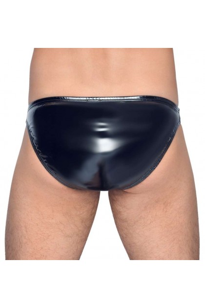 Slip noir en vinyl avec fermeture éclair a l'avant  - L