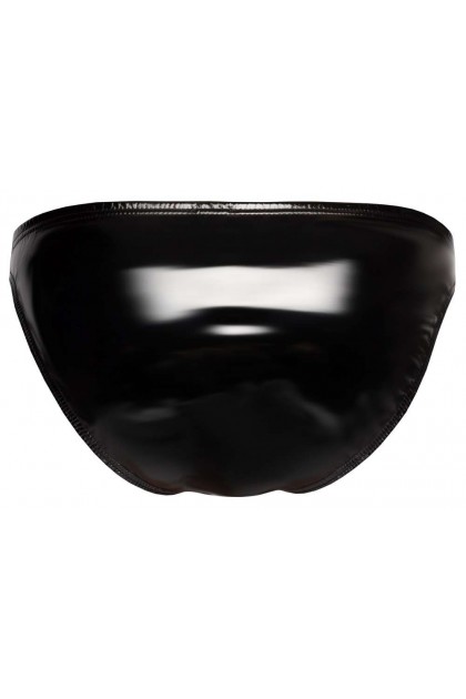 Slip noir en vinyl avec fermeture éclair a l'avant  - L