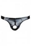 Slip noir en vinyl avec ouverture showmaster pour le pénis - M