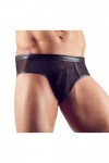Slip ouvert noir transparent effet wetlook sur la ceinture - 2XL