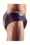 Slip ouvert noir transparent effet wetlook sur la ceinture - 2XL