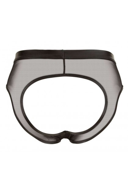 Slip ouvert noir transparent effet wetlook sur la ceinture - 2XL