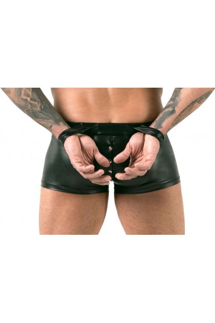 Boxer noir en wetlook avec attache poignets - XL - Love Shop Avenue