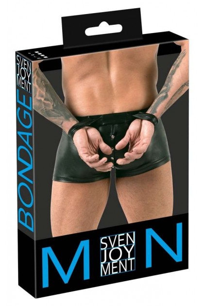 Boxer noir en wetlook avec attache poignets - XL - Love Shop Avenue
