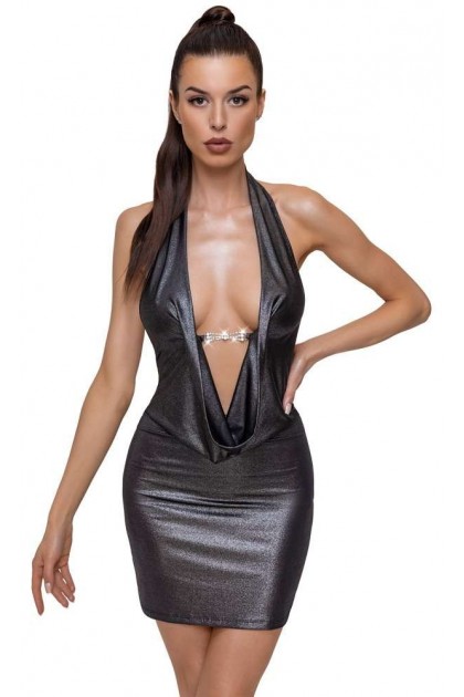 Robe courte aux reflets argentés scintillants  - L