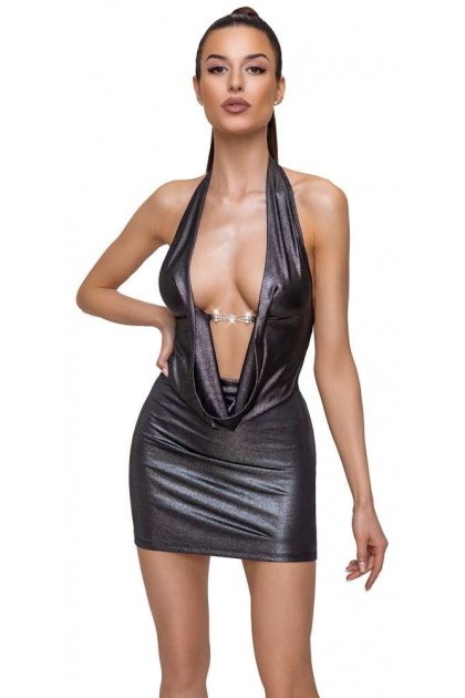 Robe courte aux reflets argentés scintillants  - L