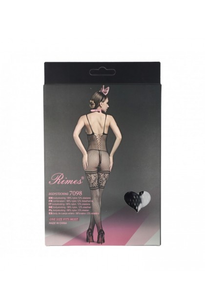 BODYSTOCKING NOIR 7098 - RIMES - S/M/L