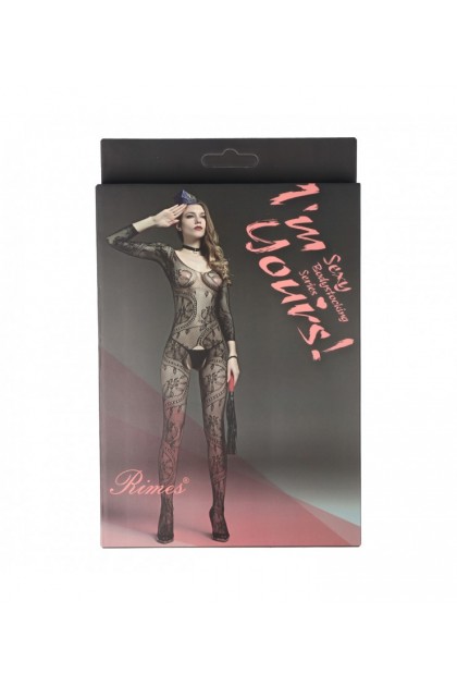 BODYSTOCKING NOIR 606A - RIMES - S/M/L