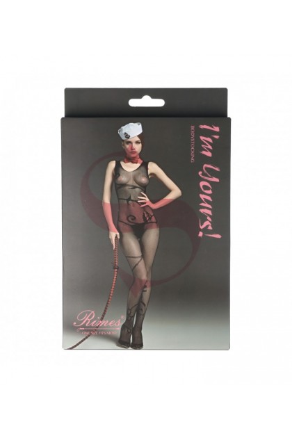 Bodystocking noir 7097 - RIMES - S/M/L - Love Shop Avenue