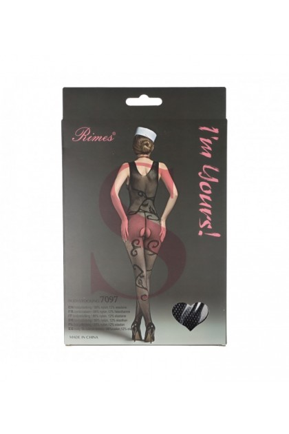 Bodystocking noir 7097 - RIMES - S/M/L - Love Shop Avenue
