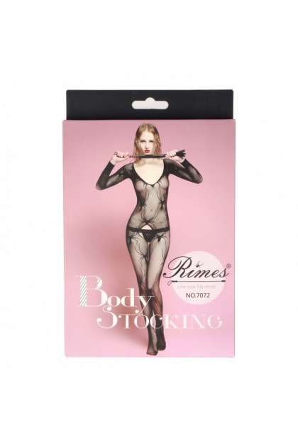 Bodystocking noir 7072 - RIMES - S/M/L - Love Shop Avenue
