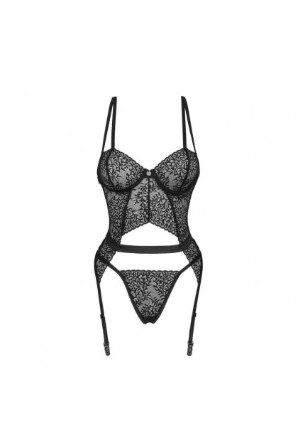 Corset et string noir yaskana - OBSESSIVE - M/L - Love Shop Avenue