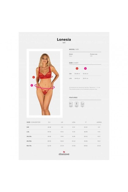 Ensemble de lingerie 2 pièces rouge lonesia - L/XL
