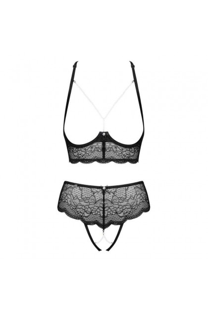 Ensemble de lingerie ouvert 2 pièces noir pearlove set - M/L