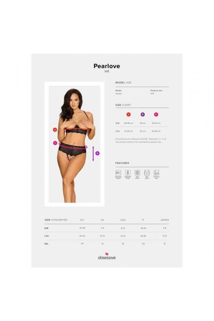 Ensemble de lingerie ouvert 2 pièces noir pearlove set - M/L