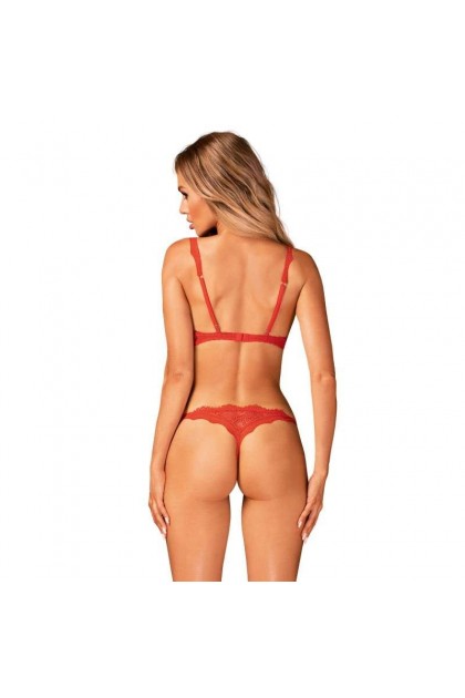 Ensemble de lingerie ouvert 2 pièces rouge bergamore set - M/L
