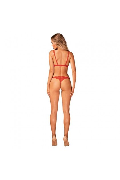 Ensemble de lingerie ouvert 2 pièces rouge bergamore set - M/L