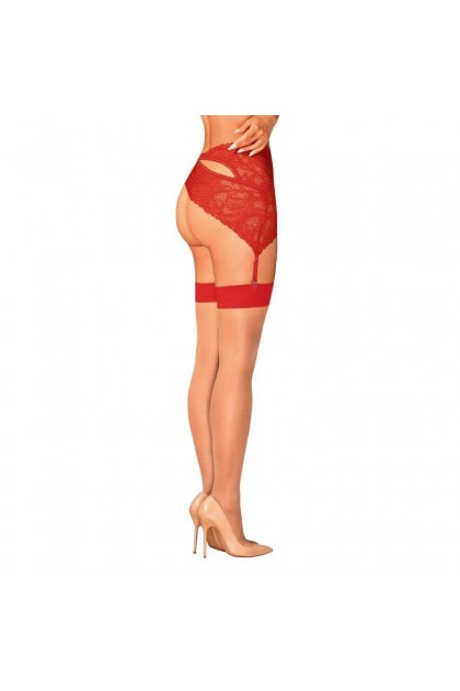 Bas jarretelles rouge s814 - OBSESSIVE - S/M - Love Shop Avenue