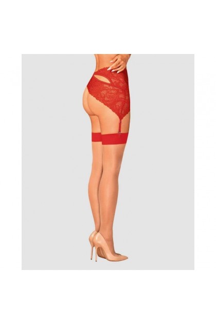 Bas jarretelles rouge s814 - OBSESSIVE - S/M - Love Shop Avenue