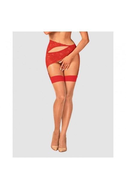 Bas jarretelles rouge s814 - OBSESSIVE - S/M - Love Shop Avenue
