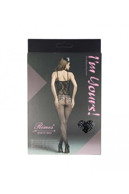 Bodystocking noir 7010a+ rimes - S/M/L - Love Shop Avenue