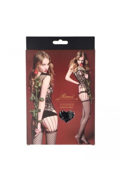 Bodystocking noir 7036 - RIMES - S/M/L - Love Shop Avenue