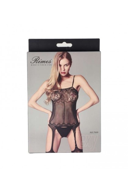 Bodystocking noir 7009 - RIMES - S/M/L - Love Shop Avenue
