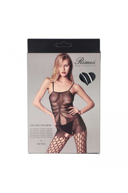 Bodystocking noir 7014 - RIMES - S/M/L - Love Shop Avenue