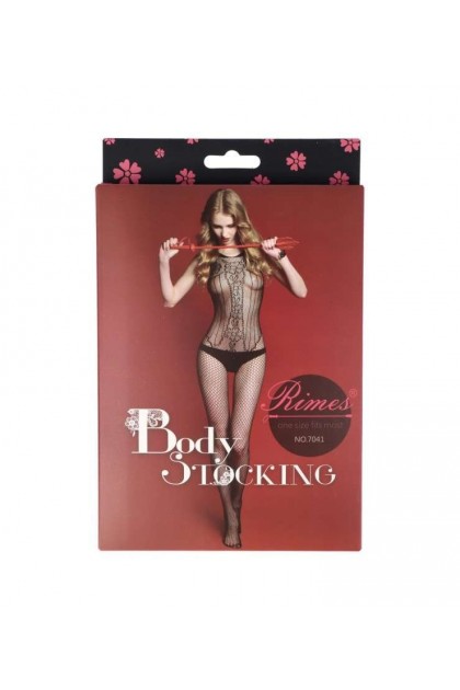 Bodystocking noir 7041 - RIMES - S/M/L - Love Shop Avenue