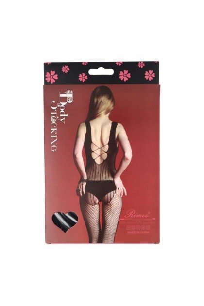 Bodystocking noir 7041 - RIMES - S/M/L - Love Shop Avenue