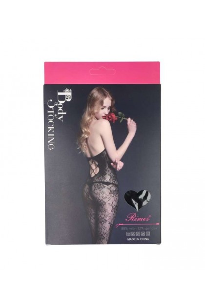 Bodystocking noir 7046 - RIMES - S/M/L - Love Shop Avenue