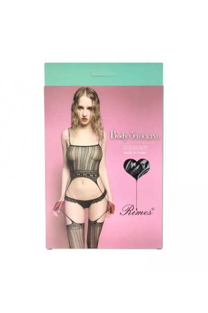 Bodystocking noir 7054 - RIMES - S/M/L - Love Shop Avenue