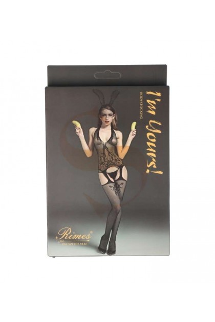 Bodystocking noir 7088 - RIMES - S/M/L - Love Shop Avenue