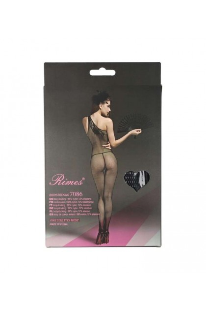 Bodystocking noir 7086 - RIMES - S/M/L - Love Shop Avenue