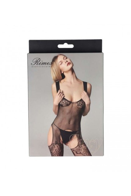 Bodystocking noir 7127 - RIMES - S/M/L - Love Shop Avenue