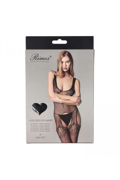 Bodystocking noir 7127 - RIMES - S/M/L - Love Shop Avenue