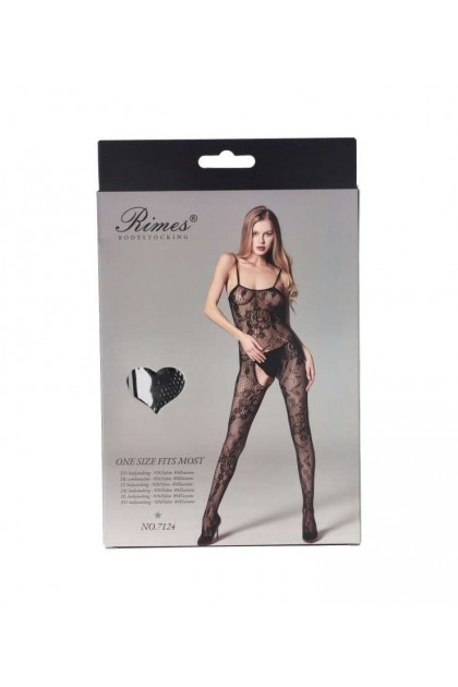 Bodystocking noir 7124 - RIMES - S/M/L - Love Shop Avenue