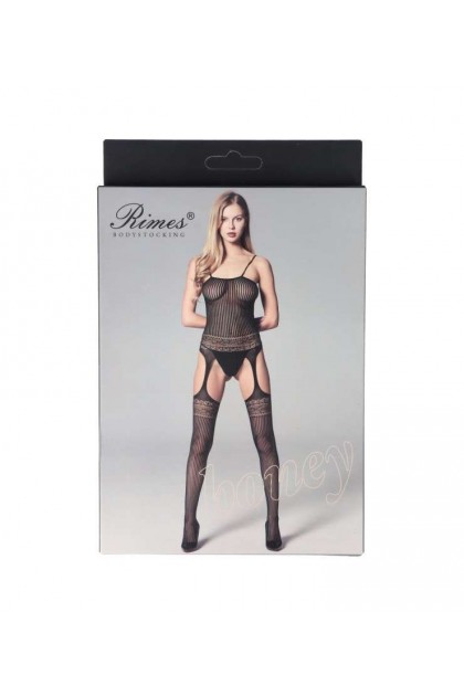 Bodystocking noir 7128 - RIMES - S/M/L - Love Shop Avenue