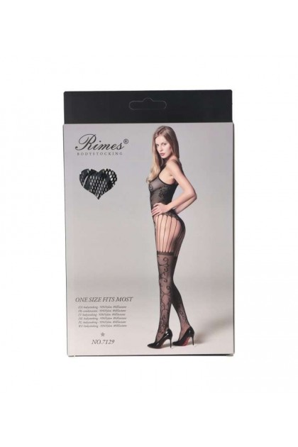 Bodystocking noir 7129 - RIMES - S/M/L - Love Shop Avenue