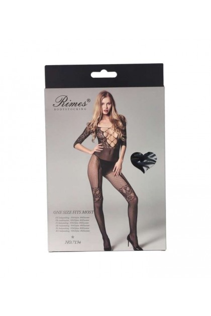 Bodystocking noir 7134 - RIMES - S/M/L - Love Shop Avenue