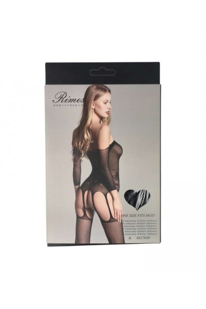 Bodystocking noir 7030 - RIMES - S/M/L - Love Shop Avenue